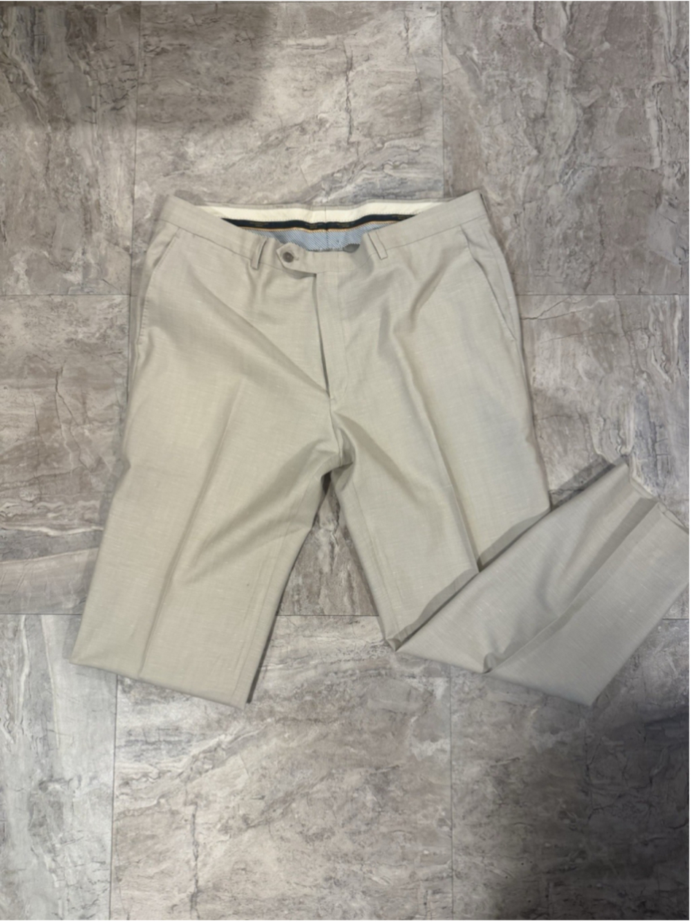 Hart Schaffner Marx Gray Flat Front Dress Pants Men's Size 38R Wool Linen Blend